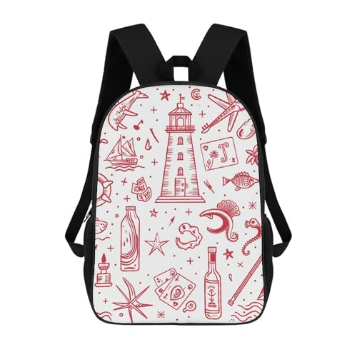 Marine Element Pattern Bookbag - Ultra Lightweight Portable Backpack Work Travel Backpack for Men Women Fits 16 Inch Notebook