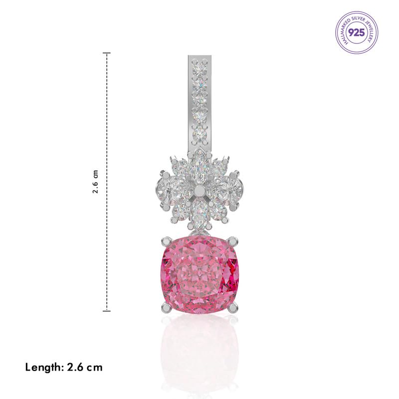 ANAYRA 925 Sterling Silver Earring for Women | Hallmark Certified Silver Earring | Pink/Green Earring for Women | Silver Fine Jewellery for Women | Great Choice for Gifting - Image 4