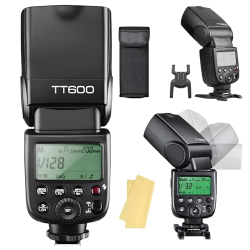 Godox TT600 GN60 2.4G 1/8000s Camera Flash Speedlite, 230 Full Power Flashes, 0.1-2.6s Recycle Time, Compatible for Canon, Nikon, Pentax, Olympus and Other DSLR Cameras with Standard Hotshoe