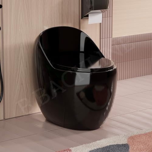 Image of B Backline Ceraimic Siphonic One Piece Western Toilet Commode With In-build 5L Tank /Water Closet /Commode With Soft Close Toilet Seat For Bathroom - S Trap Outlet Is From Floor (Black Glossy)
