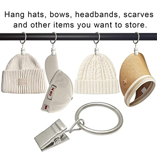 Amzseven 44 Pack Metal Curtain Rings With Clips, Curtain Hangers Clips, Drapery Clips With Rings, Drapes Rings 1 In Interior Diameter, Fits Diameter 5/8 In Curtain Rod, Matte Silver #TOP5