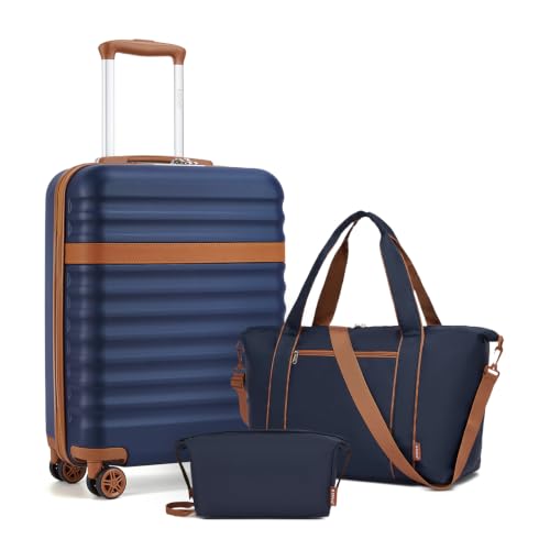 Kono Luggage Sets 3 Piece, Lightweight Cabin Suitcase Hard Shell ABS+PC Carry On Case (B0H453MGN7)