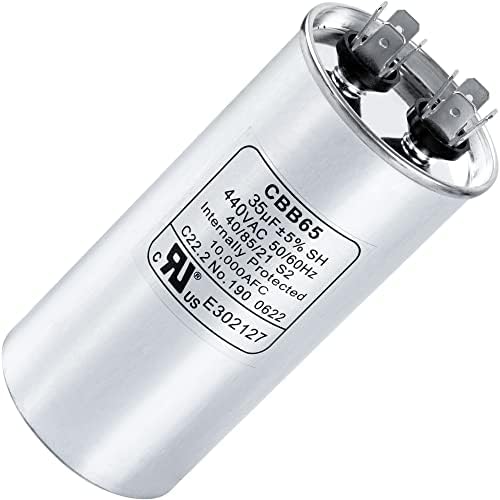35 uF 35 MFD ± 5% 370-440 VAC CBB65 (3~80 uF Options Available) Volt Multi-Purpose Motor Run Round Capacitor - Compatible with AC Motor Run Fan Start Heat Pump Condenser Straight - UL Certified