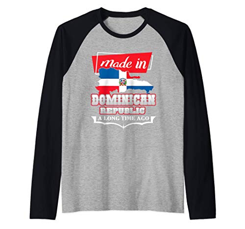 Dominican Republic Long Ago - Country Flag - DR Native Camiseta Manga Raglan