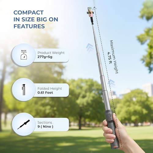 Image of Digitek (DTR 470SS) Foldable Tripod Selfie Stick with Wireless Remote & 3 Leg Tripod Base, 4.67 Ft Max Height, 360 Degree Rotation, Use with Smartphone for Vlogging, Reels, Travel & Content Creation