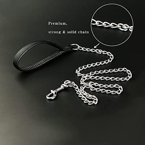 Metal Dog Leash 4Ft/6Ft Chew Proof Heavy Duty Dog Chain Leash For Medium Large Dogs, Comfortable Handle With Dog Waste Bag Holder, Improved Dog Safety & Comfort, Attaches To Pet Collar(4Ft Black)… #TOP1