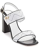 Karl Lagerfeld Paris Women's RADINA Heeled Sandal, Bright White/Black, 7