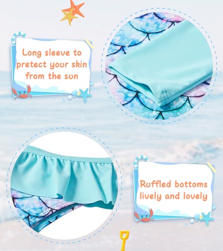 Image of UNIFACO Toddler Girls Swimsuit Rashguard Set Summer Beach Breathable Tankini with UPF 50+ Sun Protection 2-8T
