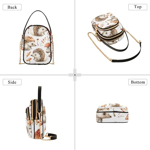 Cute Hedgehogs Mushroom Shoulder Handbag Women Quilted Chain Wallet Cell Phone Purse Cute Zipper Designer Bowler Tote4
