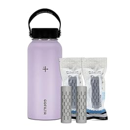 32 oz Alkaline Water Bottle + 2 Alkaline Water Infusers 9.5 pH/Insulated Water Bottle That Creates Alkaline Water/Sport Water Jug, Color: Orchid