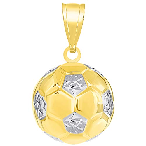 Jewelry America 14K Yellow Gold Soccer 3D Ball Charm Futbol Sports Pendant with High Polish