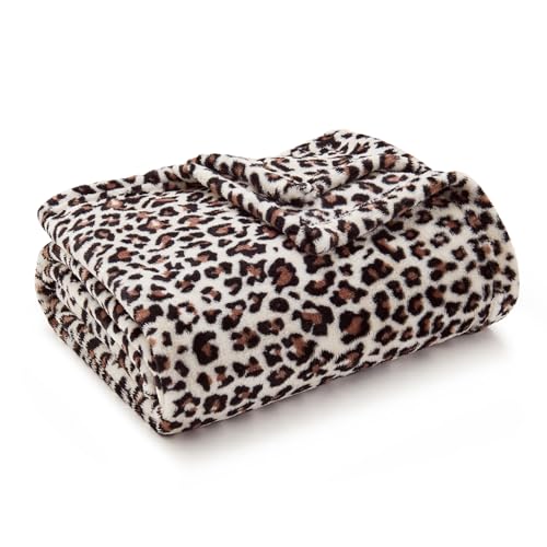 Image of BEDELITE Fleece Blanke for Couch & Bed Leopard Print Throw Blanket - Soft Blanket, Cozy Lightweight Fleece Animal Print Throw, 60 inchx 80 inch, Snow Leopard