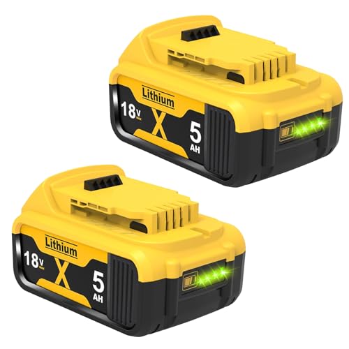 2 Stück 5000mAh DCB182 Ersatzakku für Dewalt Akku 18V 5 Ah Ersatz für Dewalt Batteries DCB200 DCB184 DCB101 DCB107 DCB112 DCB105 DCB115 DCB203 mit LED Werkzeugakku