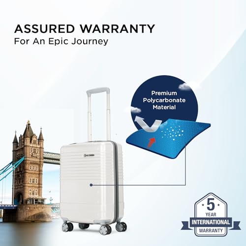 Image of Carlton Alumina | Cabin Trolley Bag, 56 Cm Small Hardsided Luggage | 8 Wheels, TSA Lock | Polycarbonate | Premium Suitcase for Travel | 5 Year International Warranty | Metallic Silver