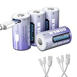 CR123A 3V Lithium Battery 4 Pack, 800mAh Rechargeable Batteries for Arlo Wireless Security Cameras VMC3030 VMK3200 VMS3330 3530, CR123A Battery with Type-C Cable for Flashlight Polaroid Microphone