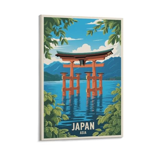 Impression peinture paysage urbain japonais poster vintage asiatique 60x90 cm