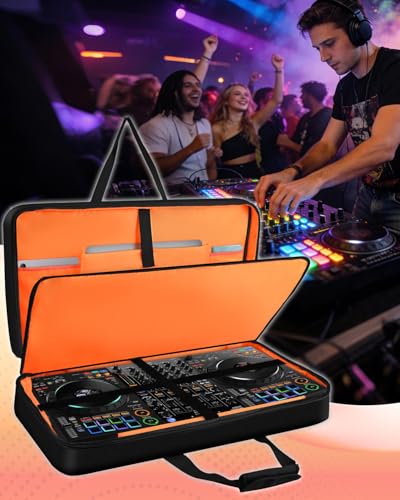 Image of DJ Controller Case For DDJ-FLX10 / DDJ-GRV6 /FLX6 / REV5 / REV7 /1000 / SC LIVE 4，Large Padded Shockproof DJ Gig Bag With 17.3 inch Laptop Compartment, Multi-Pocket For Storing DJ Controller And Accessories