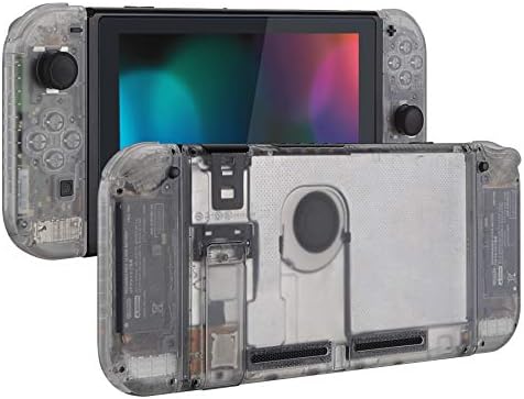 eXtremeRate Transparent Clear Green Back Plate for Nintendo Switch Console, NS Joy con Handheld Controller Housing with Full Set Buttons, DIY Replacement Shell for Nintendo Switch
