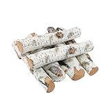 FIRXZYMZ 6Pcs Gas Fireplace Log Set, White Birch Ceramic Gas Logs for Gas Fireplace, Indoor Electric Gas Inserts, Propane, Vented, Gel, Ethanol, Indoor or Outdoor Fireplaces, Fireplace Decor