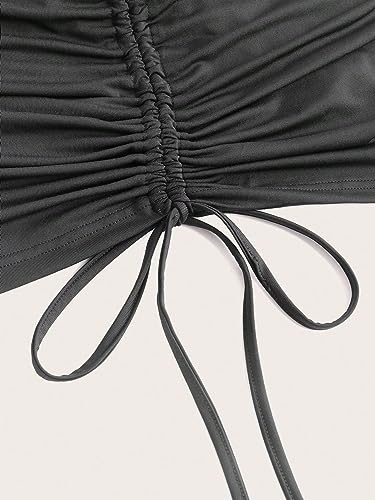 MakeMeChic Women's Plus Size Ruched Skirt Drawstring Side Bodycon Work Office Mini Skirts3