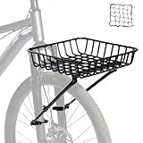 YONTUO Front Bike Basket Rack, Aluminum Bicycle Front Rack with Adjustable Struts, Compatible with Suspension Fork & Ebike for 26-29' Bikes, Includes Cargo Net