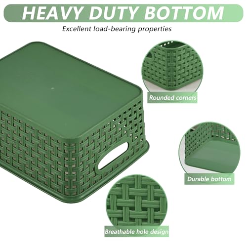 Bacs de rangement étanches en plastique tissé vert pour étagère modulable