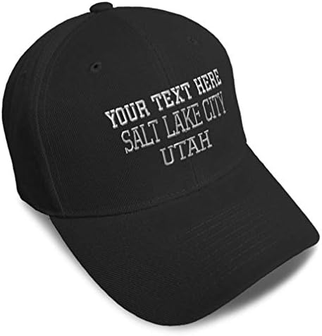 Custom Baseball Cap Salt Lake City Utah State USA America Embroidery Acrylic Dad Hats for Men & Women Strap Closure Black Personalized Text Here
