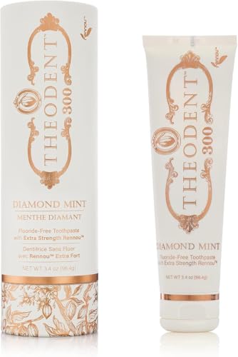 Theodent 300 Dentífrico con Rennou™ Alta Concentración - Sin Flúor con Teobromina (Extracto de Cacao) - Cuidado del Esmalte y Efecto Blanqueador - Sin SLS, Vegano - Sabor Menta - Pack 2 x 96,4 g