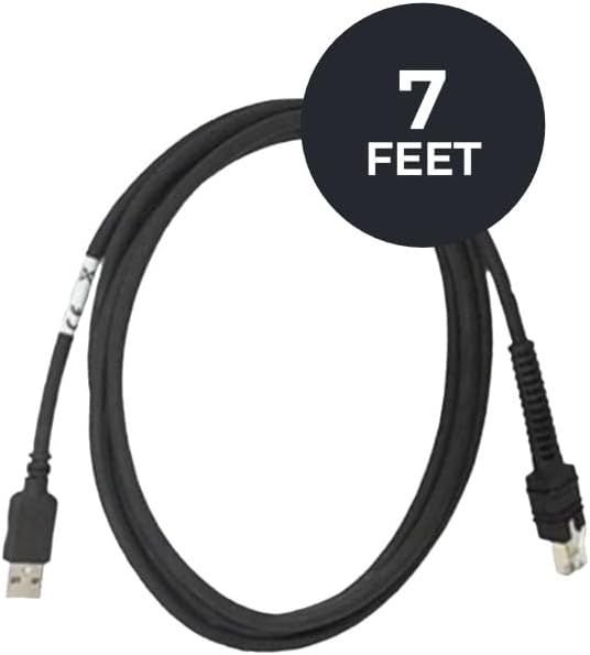 5-Pack USB Cable for Current Gen Zebra Barcode Scanners DS3608 LI3608 DS8208 DS4608 DS4678 DS9308 DS8108 DS8178, Supports Corded and Cordless Models, 7FT, Replaces CBA-U46-S07ZAR / CBA-U21-S07ZBR
