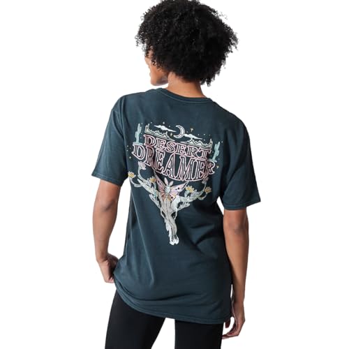 T-shirt col rond Desert Dreamer femme noir opaque résistant au lavage