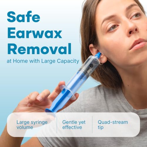 Image of Medi Grade Ear Irrigation Flushing System, 60ml Ear Wax Removal Syringe | Large ear cleaning kit with 3 quad stream tips, gentle ear wax remover for adults, supports aural hygiene at home