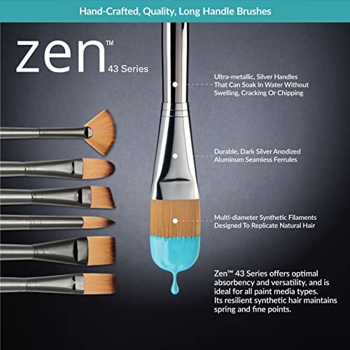 Royal & Langnickel Zen 5pc Long Handle Brush Set, Includes - Flat, Filbert, Angular & Round Brushes by Royal & Langnickel - Used condition - Image 3
