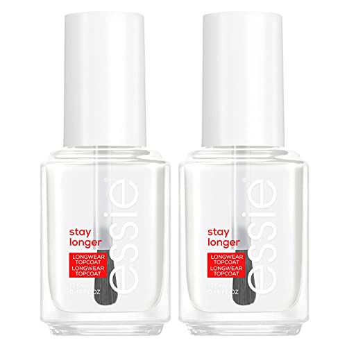 Essie Stay Longer Smalto Top Coat per Unghie Risultato Professionale a Lunga Tenuta Colore Trasparente Effetto Brillantezza Protegge dalle Scheggiature - 2 Cosmetici