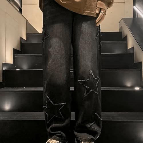 Star Graphics Jeans for Men and Women Y2K Casual Baggy Jeans with Star Design Streetwear Pants3