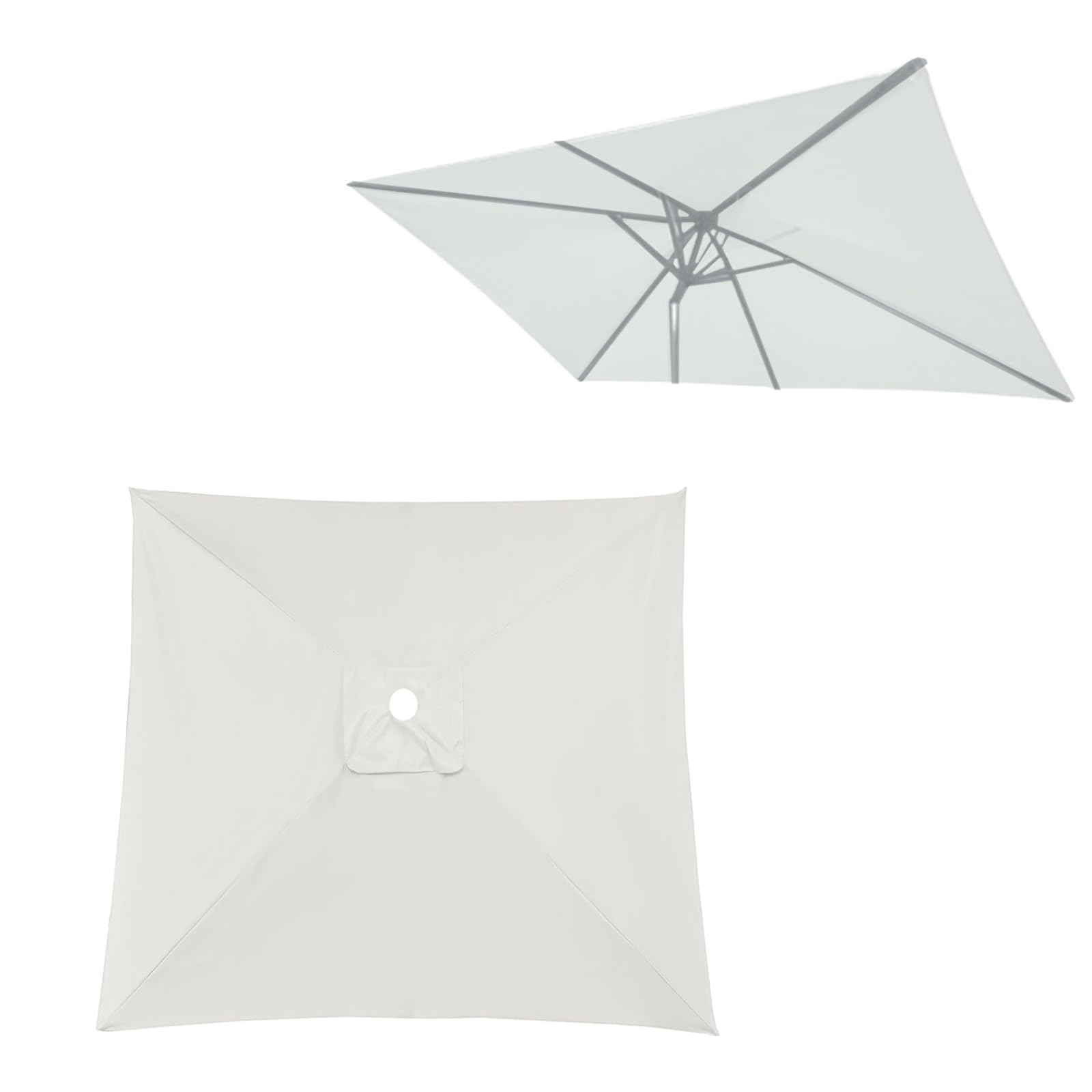 Rectangulaire Toile De Rechange Pour Parasol Déporté 2x3m Carré 2x2m 3x3m, Auvent De Remplacement Pour Parapluie De Terrasse, 4/6/8 Ribs Étanche Housse De Rechange Pour Cour Jardin Plage(Offwhite,3X3m