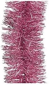 Metallic Pink Tinsel Garland 2.7 m Christmas Tree Decoration Metallic Foil Christmas Garland for Christmas New Year's Eve New Year Garland Decorative