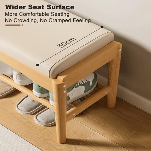 Banc à chaussures en bois massif élégant et robuste pour entrée chic - 4