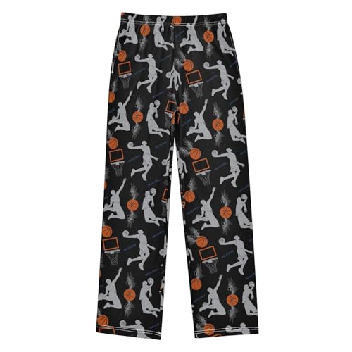 CaTaKu Boys Basketball Sport Pants for Boys Girls Wide Leg Sweatpants Kids Long Bottoms with Pockets Size 6-14Y