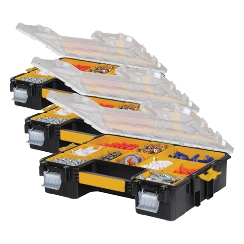 Image of DEWALT Small Parts Organizer, Hardware Storage Box with Removable Dividers, 10-Compartment (DWST14825) (Pack of 3)