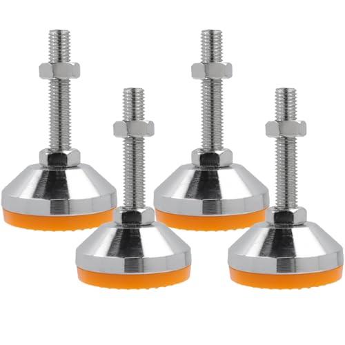 Image of M12x80mm Leveling Feet, 2200 lb Capacity Heavy Duty Adjustable Swivel Furniture Glides, 2.33 Inch Anti-Slip Base, Rubber Feet Levelers for Table, Shelves, Workbench, Cabinet, Machine, 4Pcs