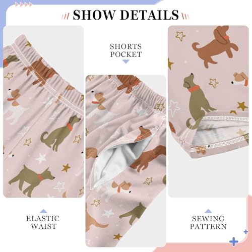 ZZKKO Cute Dogs Stars Pink Boys Pants for Kids Jogger Pants with Pockets S-XL4