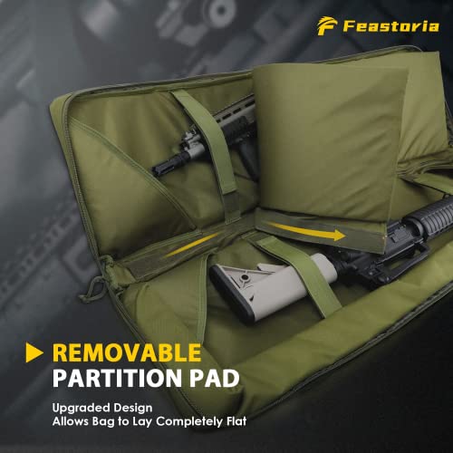 Feastoria Double Long Soft Rifle Case,【American Eagle Series】 Durable Tactical Carbine Rifle Bag & Multi-Function Gun Bag, Perfect For Rifle And Pistol Storage Or Transportation (Green, 36Inch) #TOP2