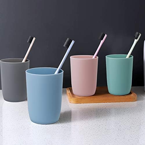 TOPSKY 4-Pieces Dishwasher Safe Plastic Tumblers Travel Mouthwash Cup Reusable Water Cup Travel Camping Portable Cups Coloured Plastic Cups 4 Color 280ml