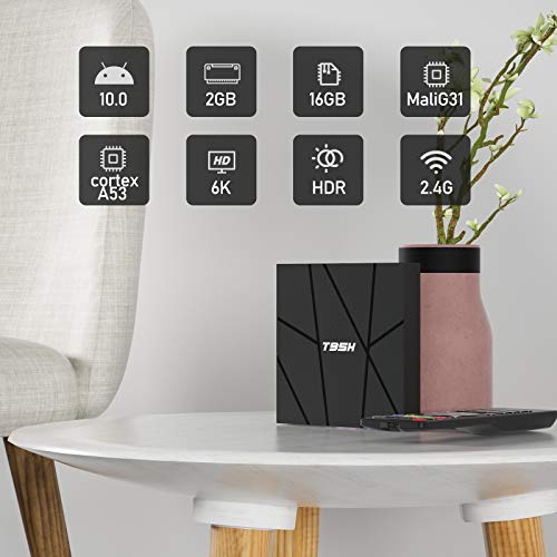 Android TV Box 10.0 2GB RAM 16GB ROM Smart TV Box T95H Allwinner H616 Quad-Core 2020 6K TV Box with 64bit H.265 3D 2.4G WiFi 10/100M Ethernet etc.