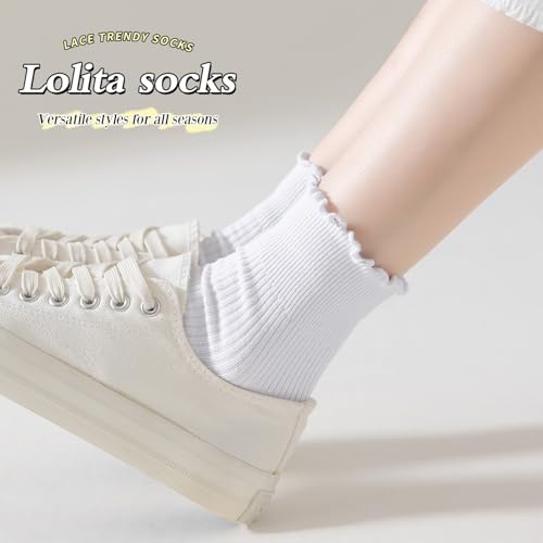 SRYL 3 Pairs Women's Ruffle Socks, Cute Casual Ankle Socks Breathable Cotton Soft Frilly Lettuce Socks2