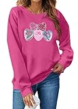 FAYALEQ Valentines Sweatshirt Women Love Heart Graphic Long Sleeve Shirt Cute Valentine's Day Pullover Top