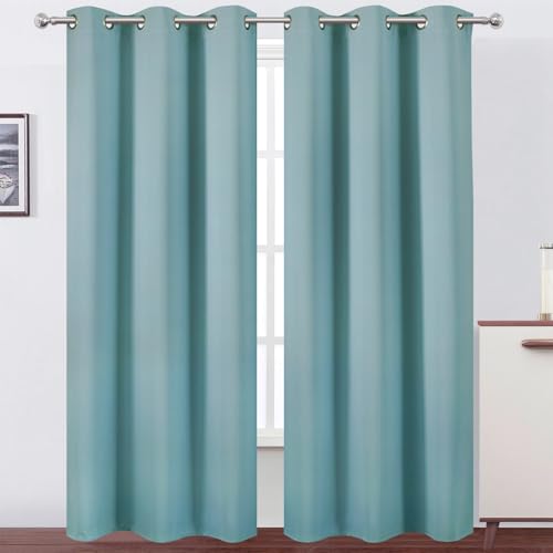 Image of LEMOMO Stone Blue Thermal Blackout Curtains /42 x 95 Inch /Set of 2 Panels Room Darkening Curtains for Bedroom
