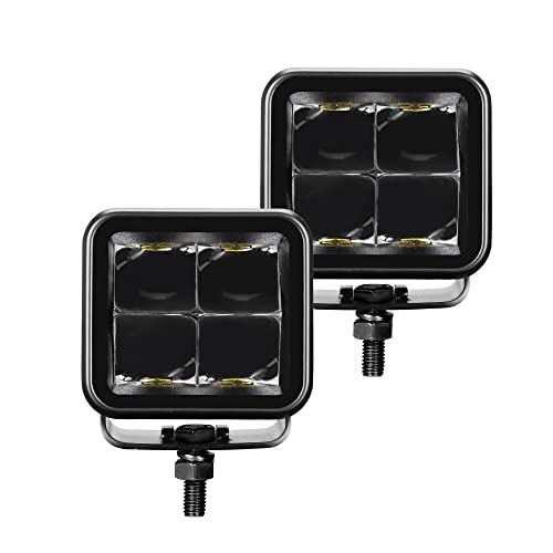 Go Rhino Xplor Lighting: Blackout Series 2x2 LED Cube Spot Light Kit (Pair) | Surface Mount (Threaded Stud Mount) Aluminum, Black | 732375T