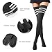Trifabricy 3 Pairs Thigh High Socks for Women, Warm Winter Over Knee High Socks, Extra Long Striped High Boot Stockings for Daily Wear, School, Travel, Cosplay