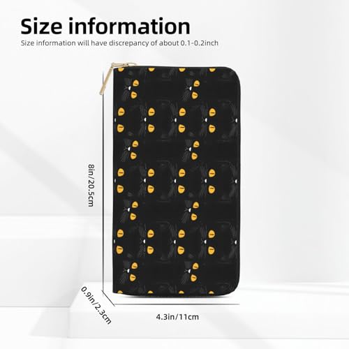 Leather Thin Slim Wallets for Women Men - Fashion Cat Black Cute Print Card Wallet Holder with Zipper2